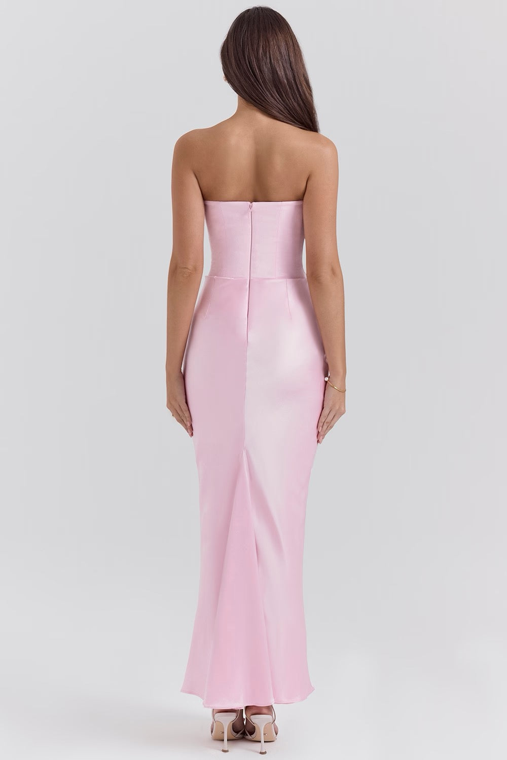 Women's Lace Strapless Evening Maxi Dress — front view