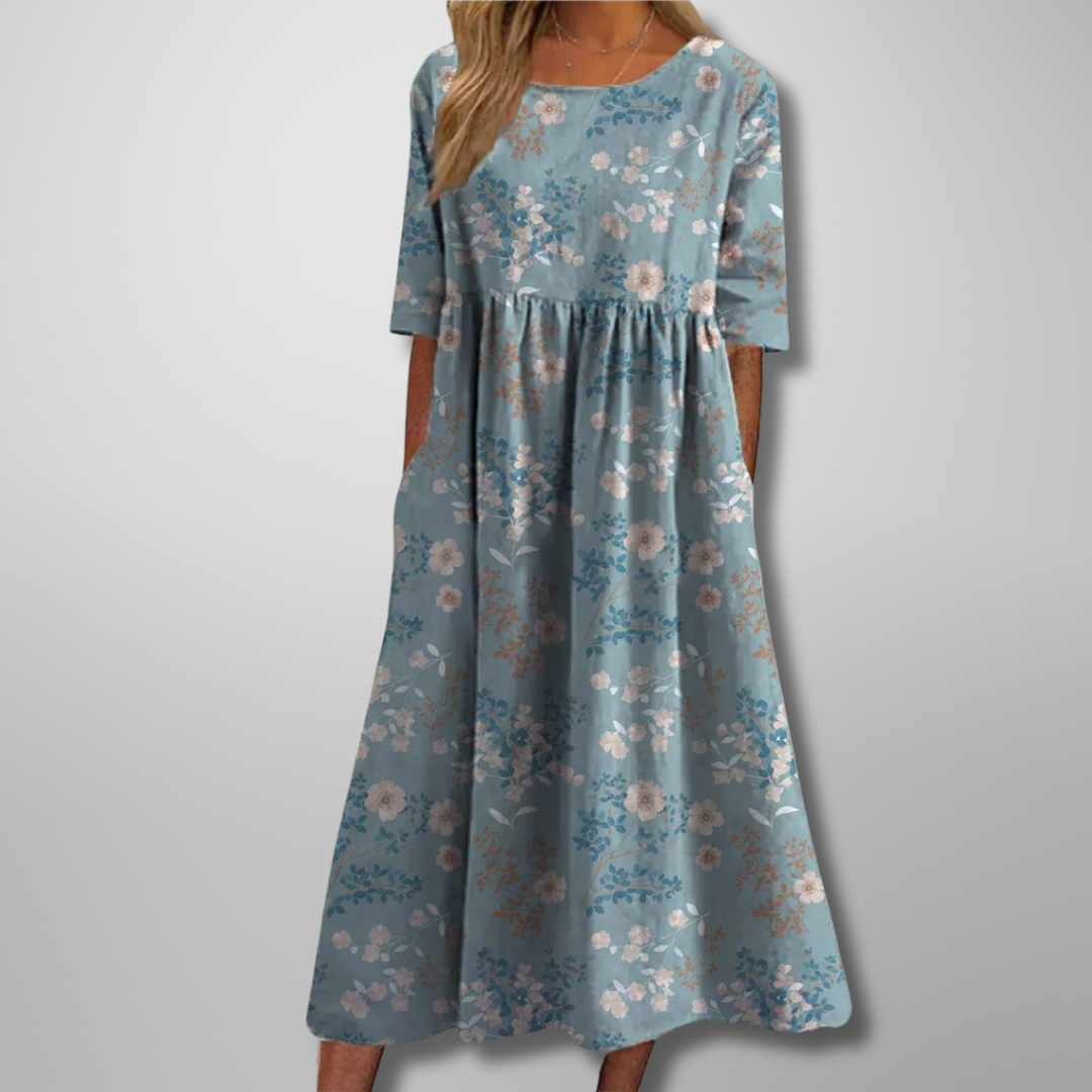 Women's Floral Print Midi Dress — close-up