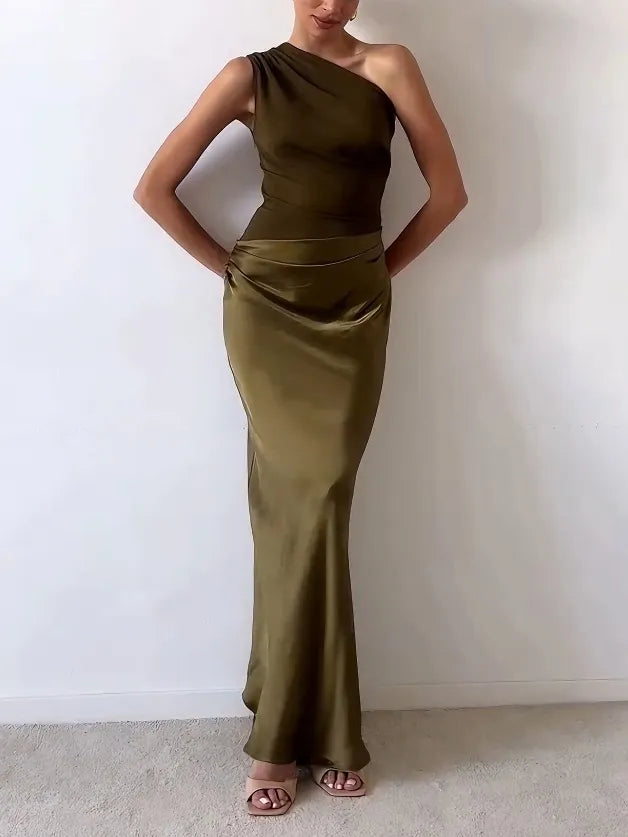 Women's One-Shoulder Party Maxi Dress — detail view