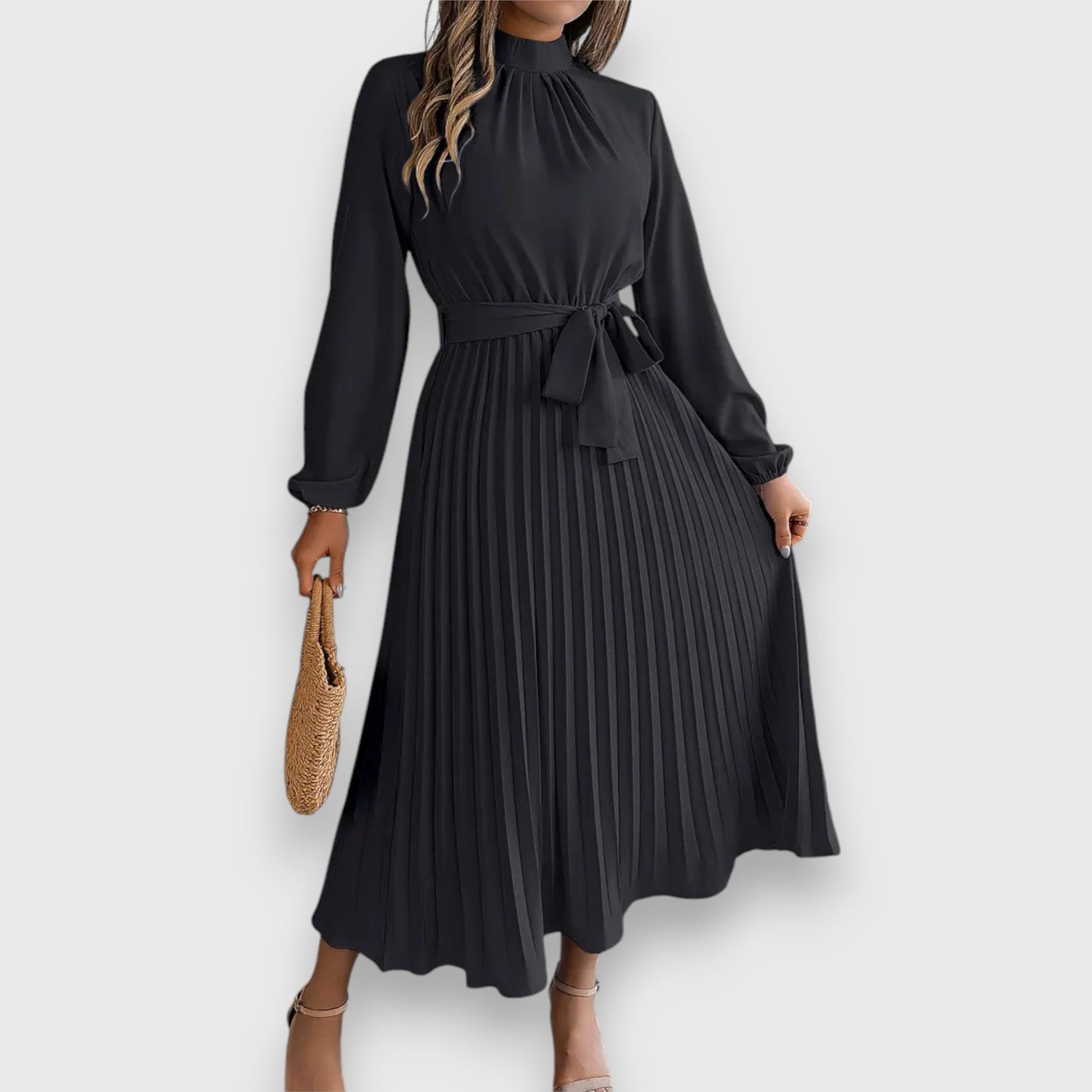 Women's Pleated Wedding Guest Midi Dress — side view