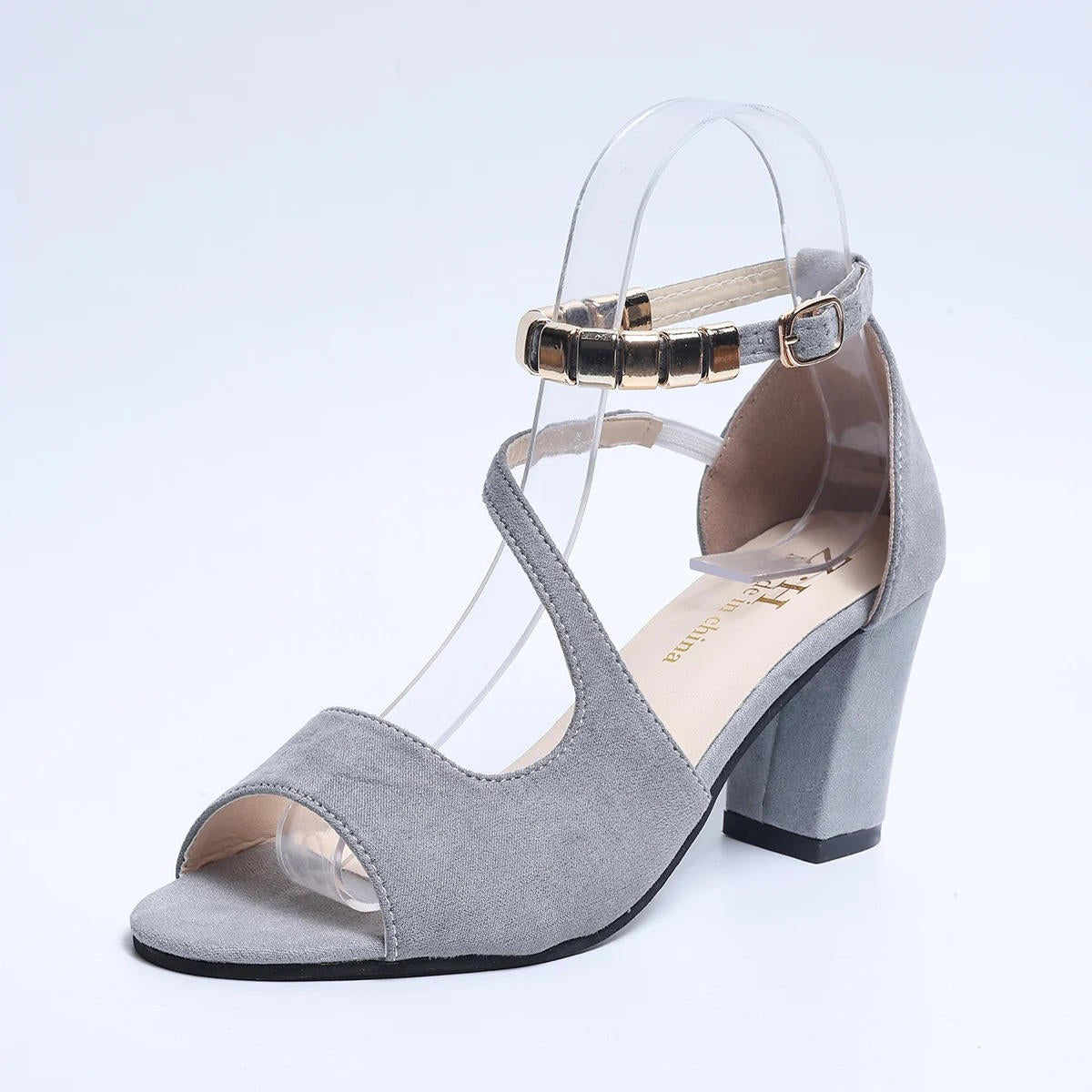 Women's Peep-Toe Block Heel Sandals with Ankle Strap — product view