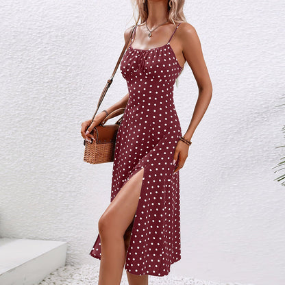 Women's Polka Dot Summer Midi Dress — side view