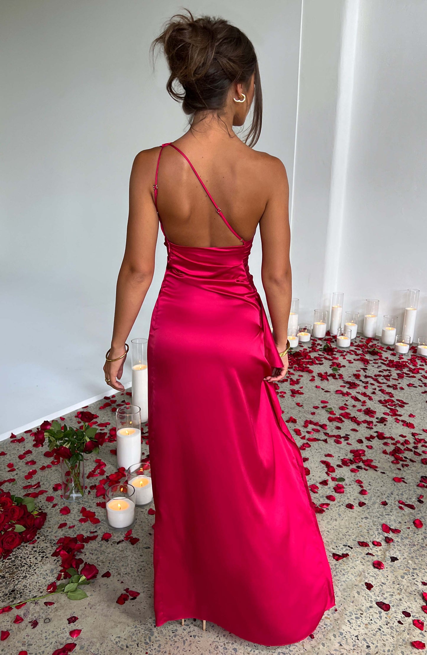 Women's Satin Bodycon Wedding Guest Maxi Dress — detail view