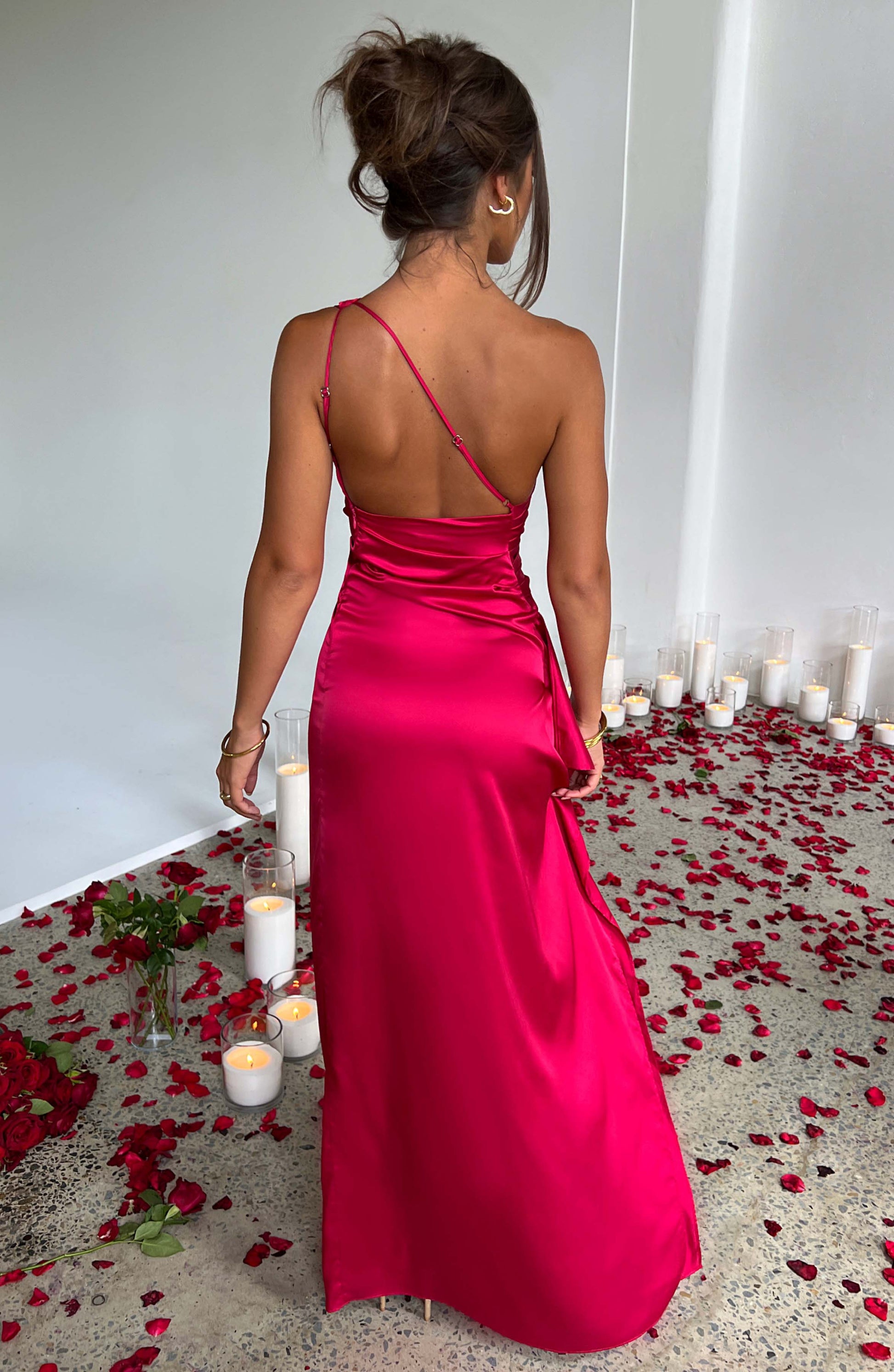 Women's Satin Bodycon Wedding Guest Maxi Dress — detail view