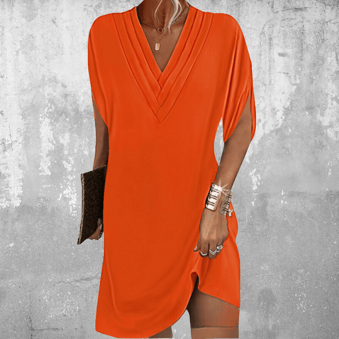 Women's V-Neck Elegant Evening Midi Dress — close-up