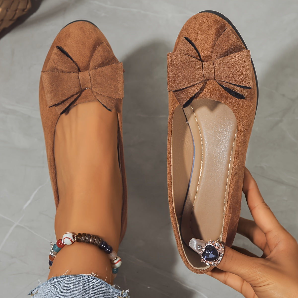 Women's Bow Round-Toe Ballet Flats — side view
