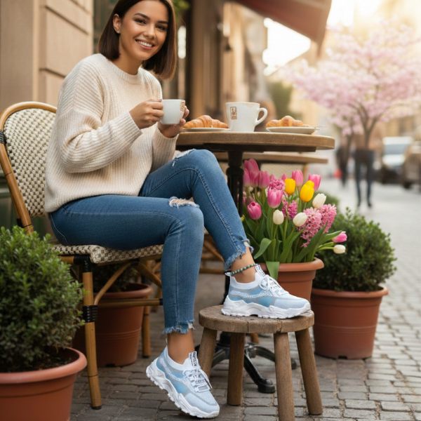 Breathable Mesh Lace-Up Walking Sneakers for Women