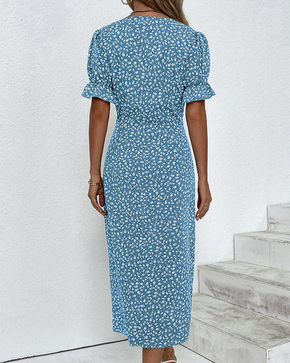 Women's V-Neck Casual Summer Midi Dress — detail view