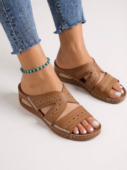 Women's Cushioned Slip-On Flat Sandals — product view