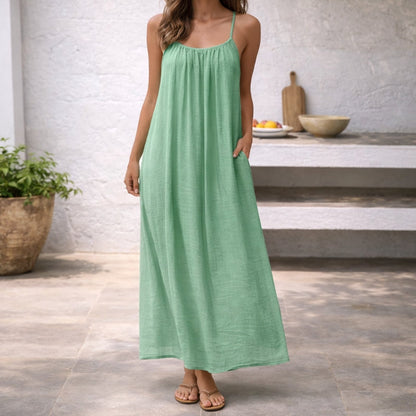 Women's Linen Summer Maxi Dress — side view