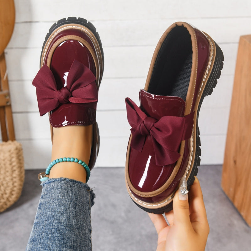 Women's Bow Platform Loafers — close-up
