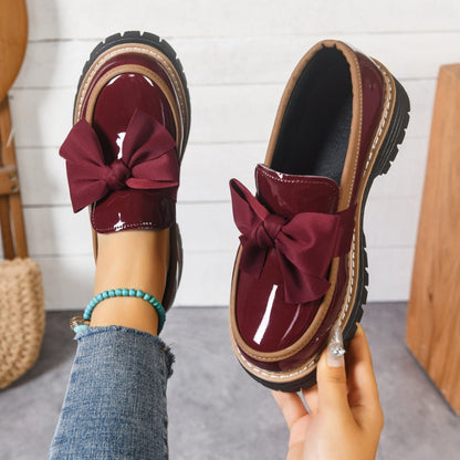 Women's Bow Platform Loafers — close-up