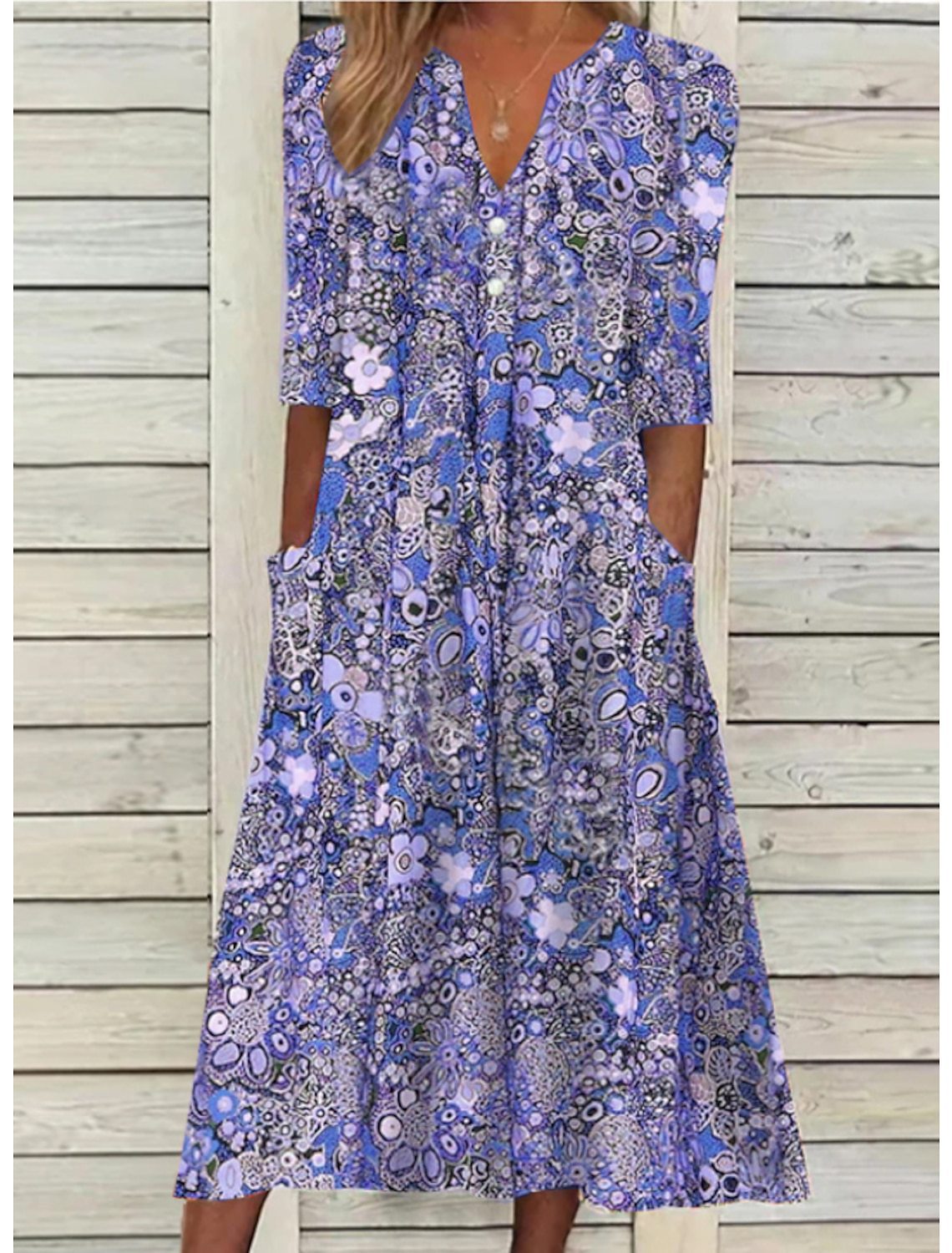 Women's V-Neck Summer Midi Dress — product view