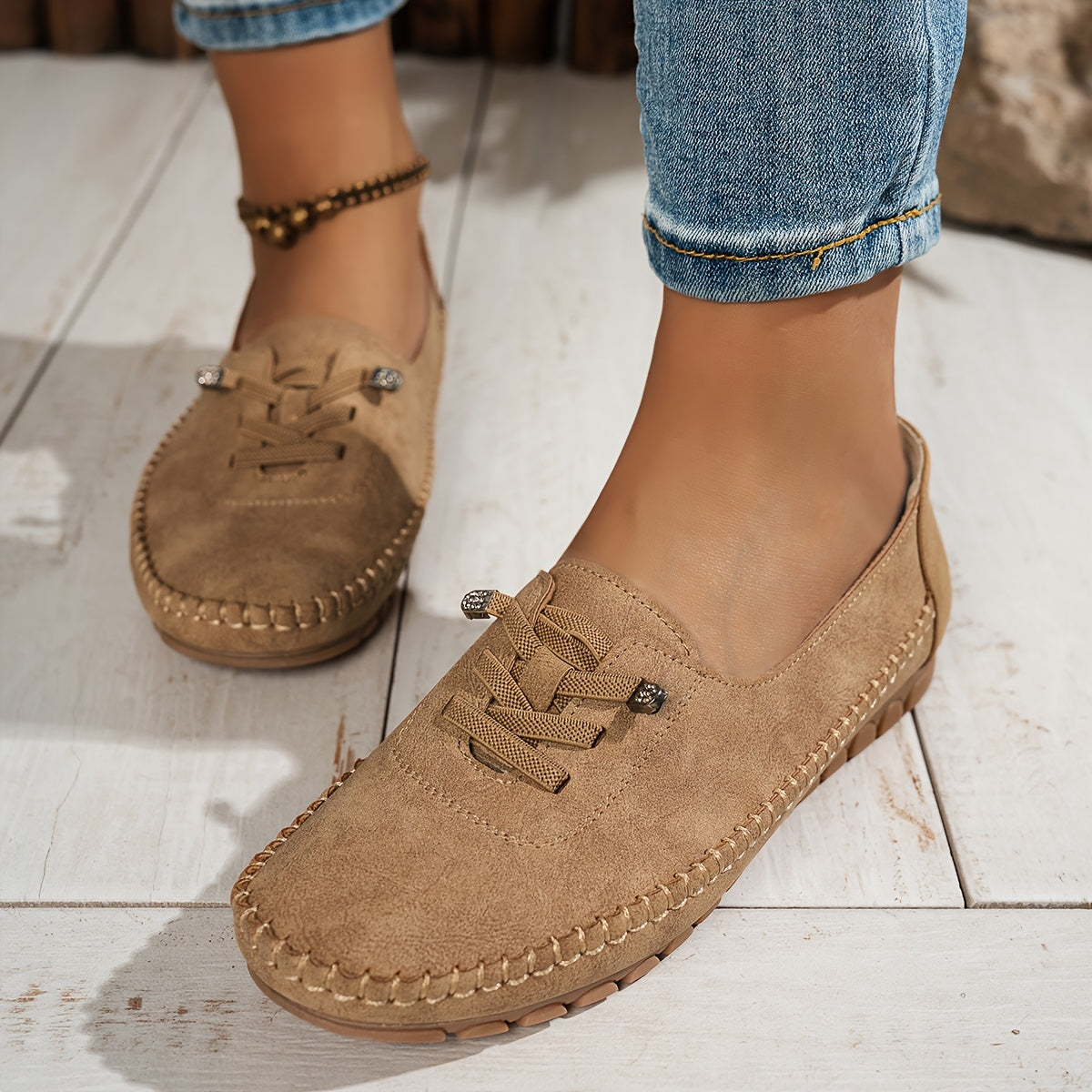 Women's Lace-Up Comfort Loafers — detail view