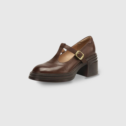 Women's Mary Jane Block Heel Pumps Round Toe — detail view