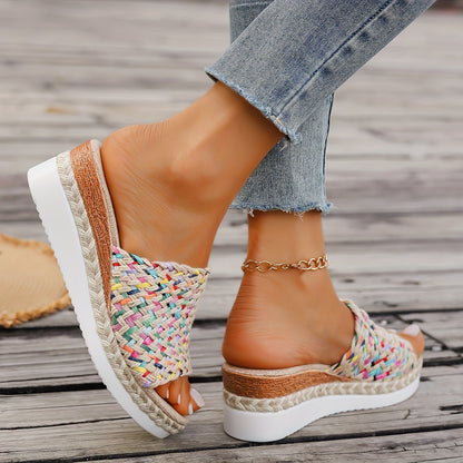Women's Woven Wedge Sandals — close-up