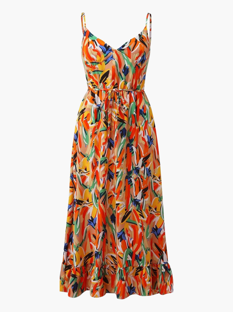 Printed Spaghetti Strap Midi Dress for Women