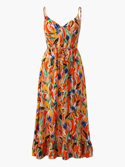 Printed Spaghetti Strap Midi Dress for Women