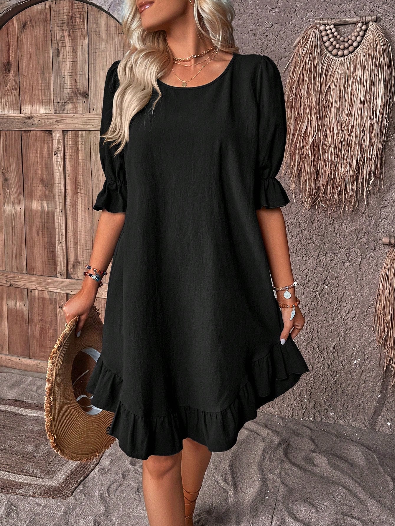 Women's Ruffle Summer Casual Dress — side view