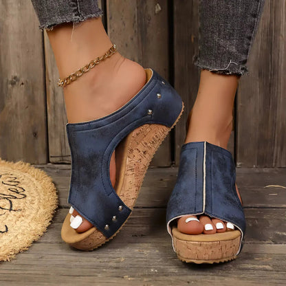 Women's Studded Cork Wedge Sandals — detail view