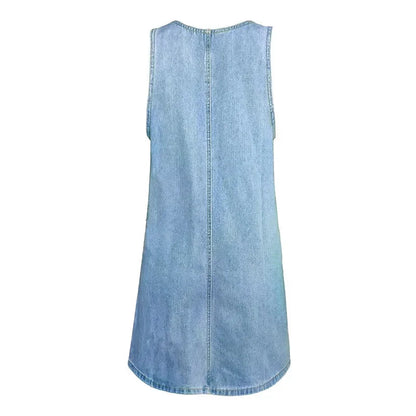 Women's Sleeveless Denim Mini Dress — side view