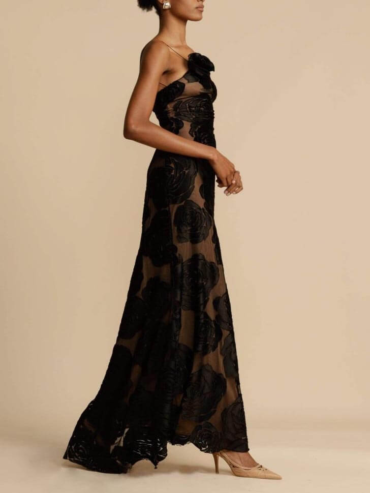 Women's Floral Wedding Guest Maxi Dress — detail view