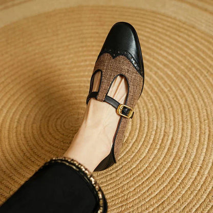 Women's Two-Tone T-Strap Mary Jane Vintage Low Heel — product view
