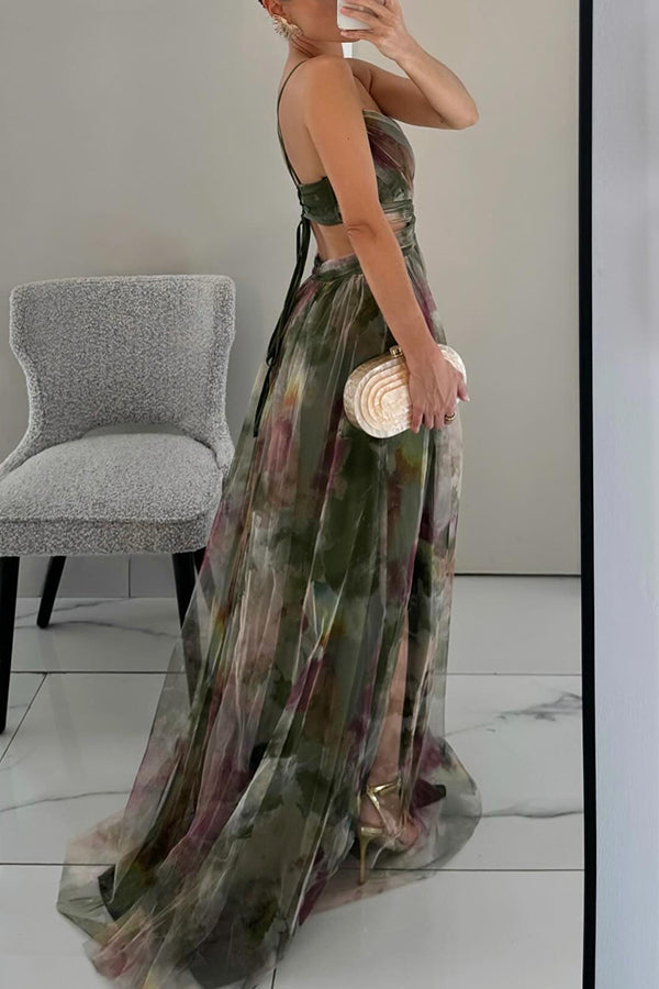 Women's Floral Print Summer Maxi Dress — side view