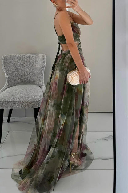 Women's Floral Print Summer Maxi Dress — side view