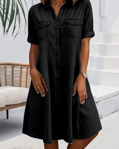 Women's Denim Shirt Midi Dress — product view
