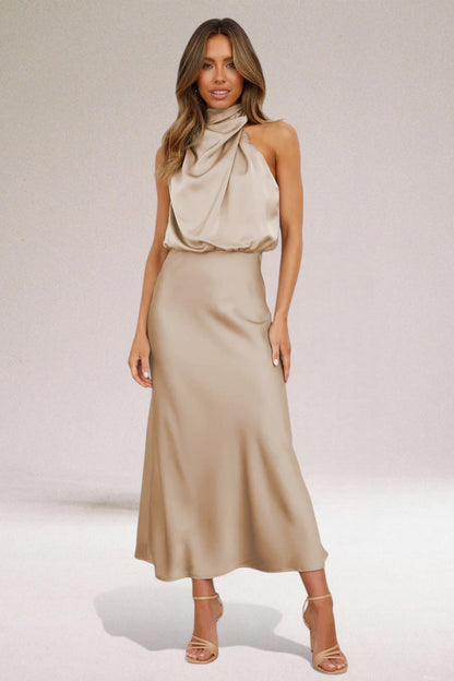 Women's Halter Neck Evening Midi Dress — product view