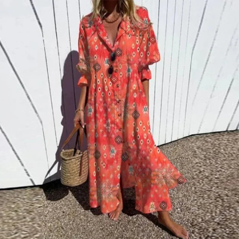 Women's Boho Flowy Vacation Maxi Dress — side view
