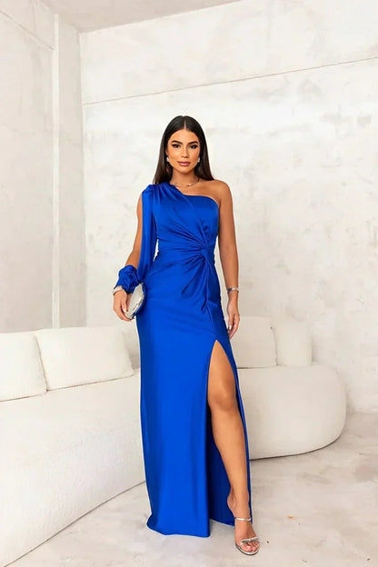 Women's One-Shoulder Evening Maxi Dress — detail view