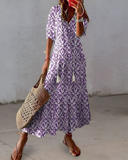 Women's Boho Flowy Maxi Dress — detail view