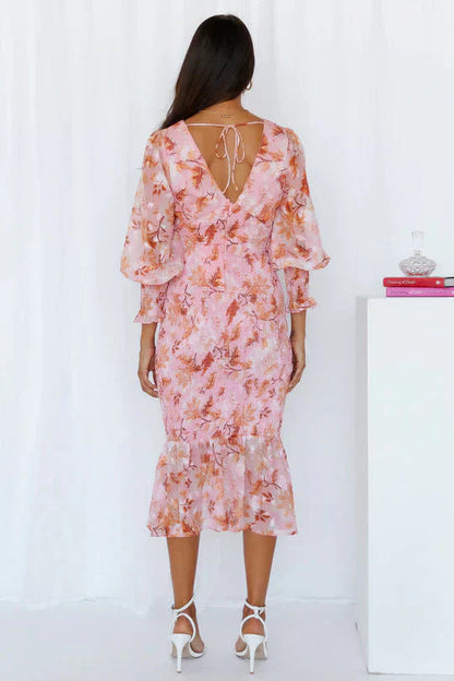 Women's Floral Evening Wedding Guest Maxi Dress — close-up