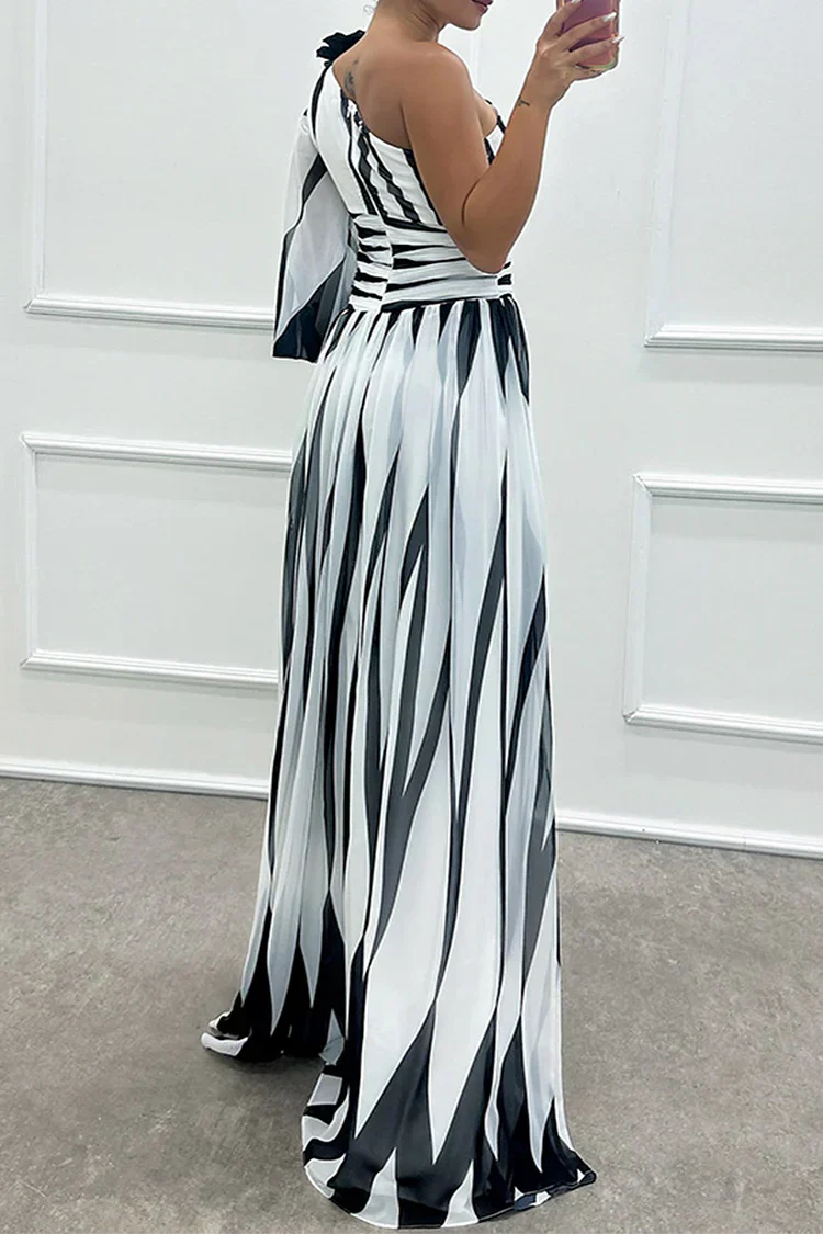 Women's Striped Wedding Guest Maxi Dress — front view