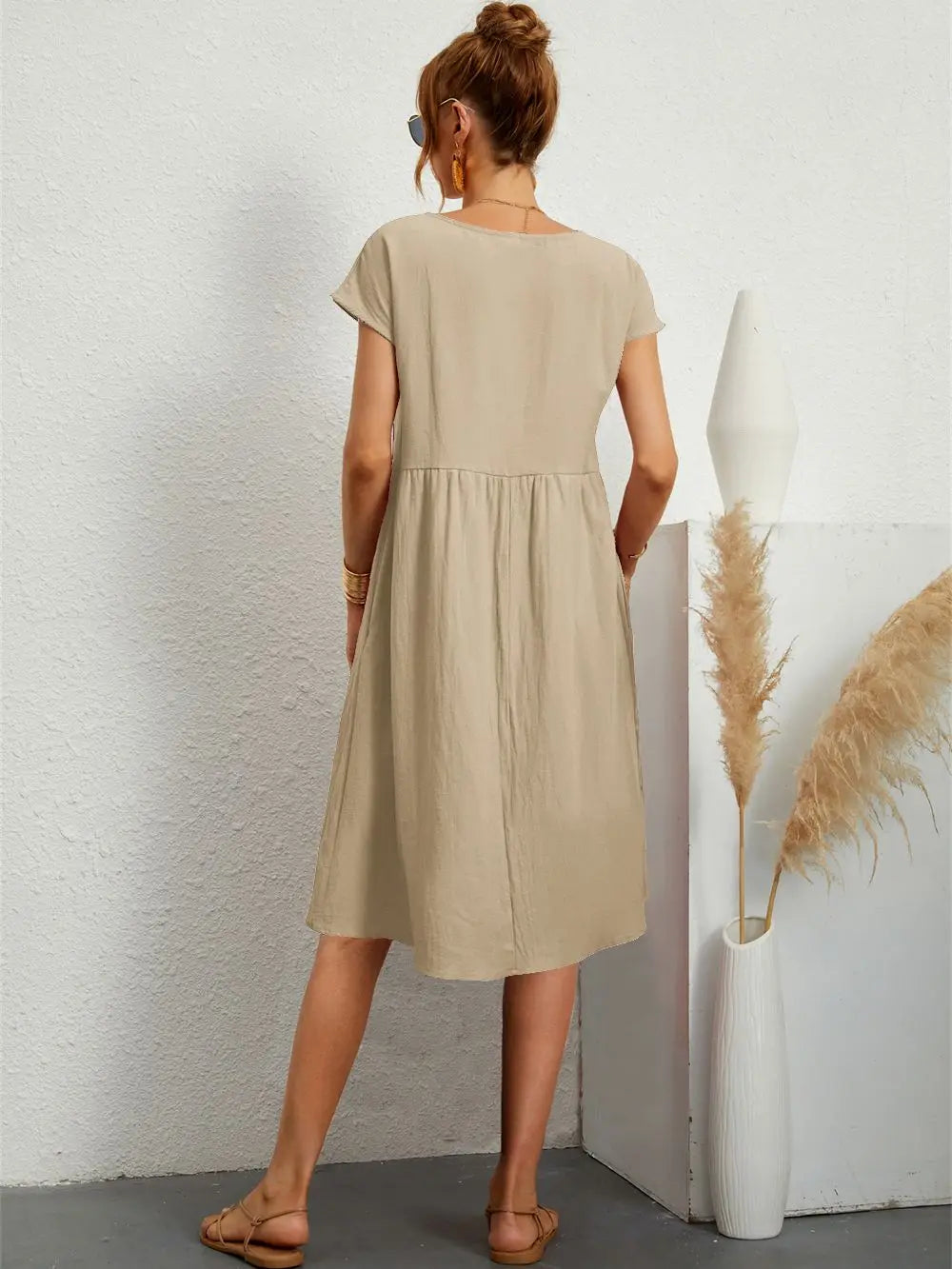 Women's Pocket Casual Day Midi Dress — side view