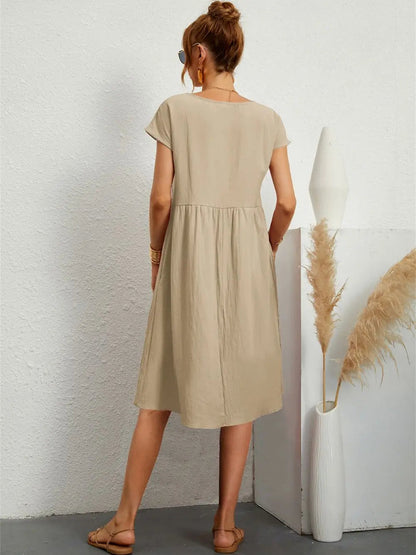 Women's Pocket Casual Day Midi Dress — side view