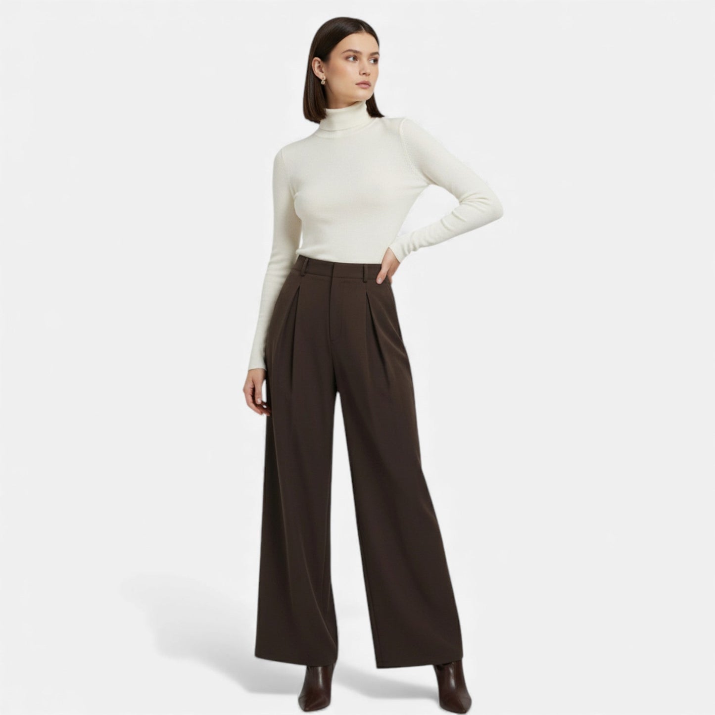 Women's Pleated Jacquard Wide-Leg Pants — product view