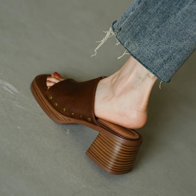 Women's Flat Slide Mule Sandals — front view