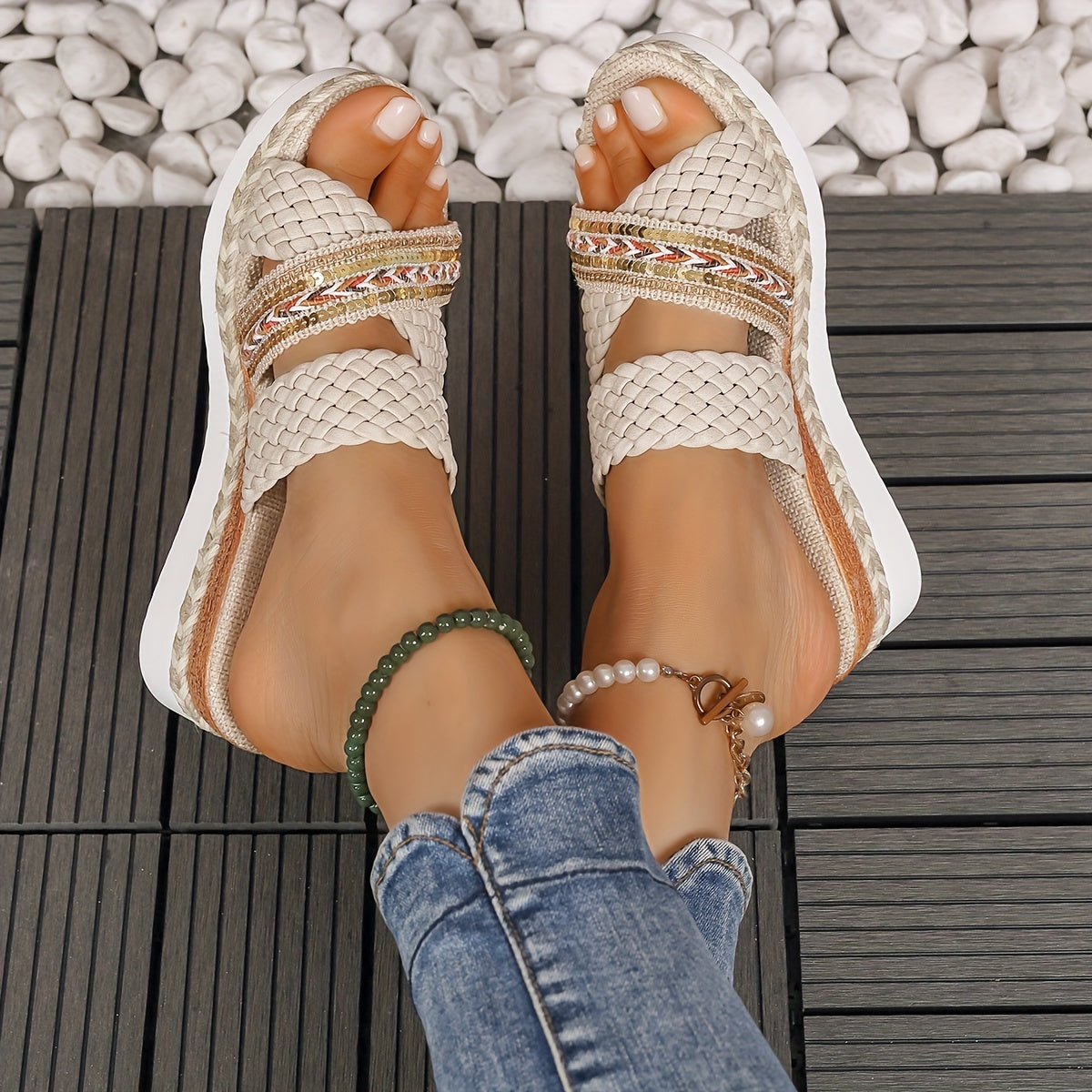 Women's Woven Slip-On Sandals — product view