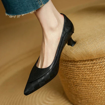 Women's Pointed Toe Kitten Heel Pumps — side view