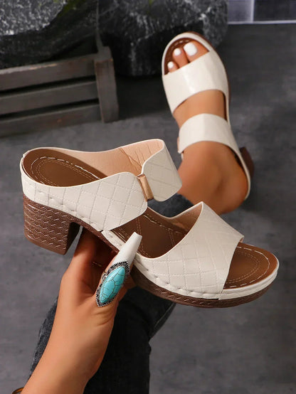Women's Arch Support Block Heel Flat Sandals — product view