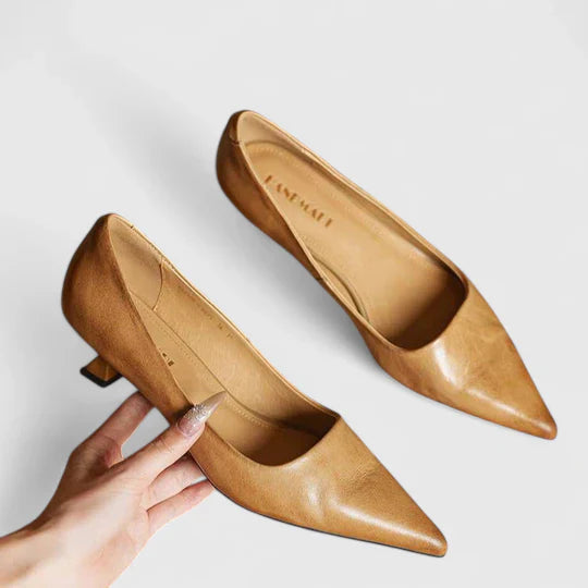 Women's Pointed-Toe Slingback Kitten Heels — close-up