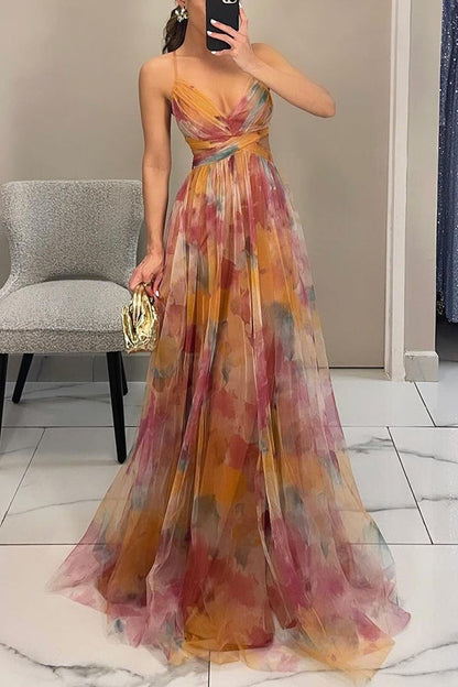 Women's Floral Print Summer Maxi Dress — side view