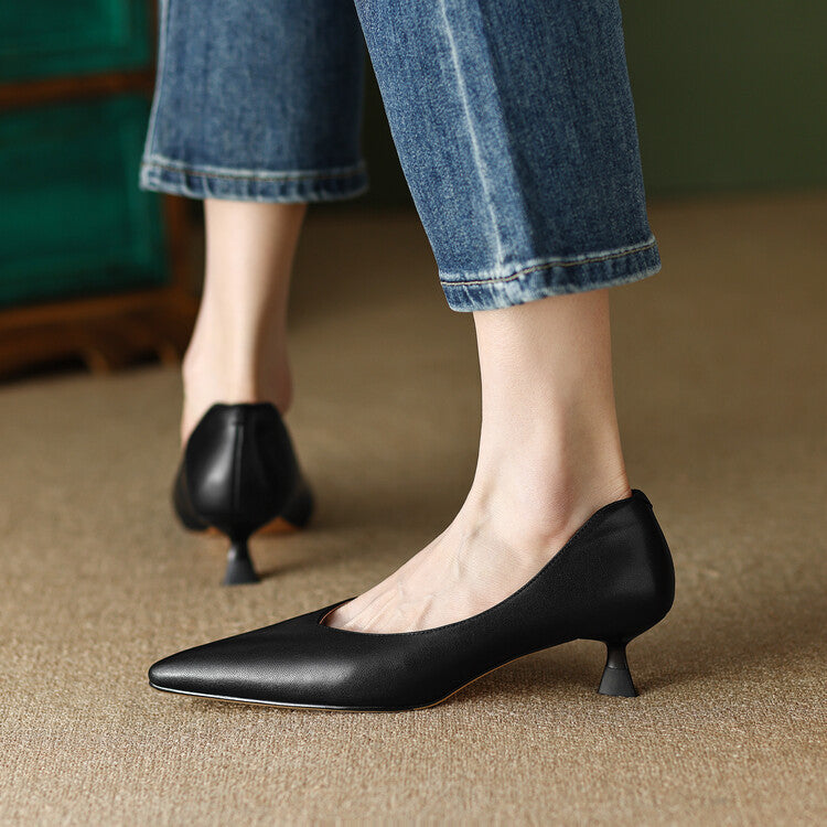 Women's Kitten Heel Pointed Toe Pumps — front view