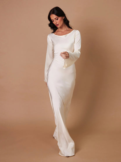 Women's Satin Formal Evening Maxi Dress — detail view