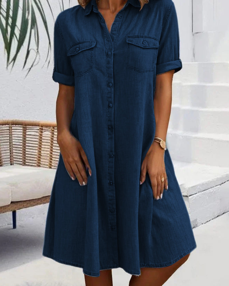 Women's Denim Shirt Midi Dress — detail view