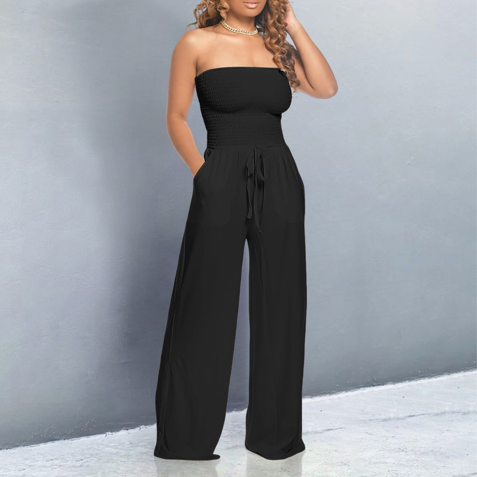 Women's Off-Shoulder Day-to-Night Jumpsuit — front view