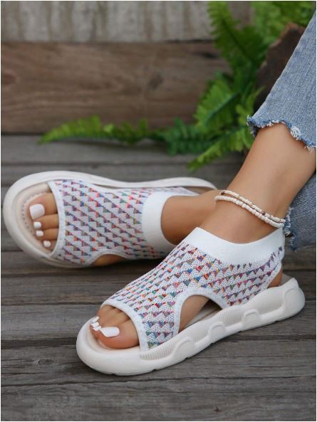 Knit Slip-On Platform Sandals for Women